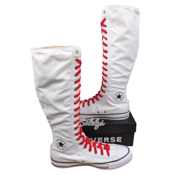 Converse XXHI White Black Red Elastic Lace Canvas Knee High Sneaker Boot M11 W13 - Picture 9 of 9